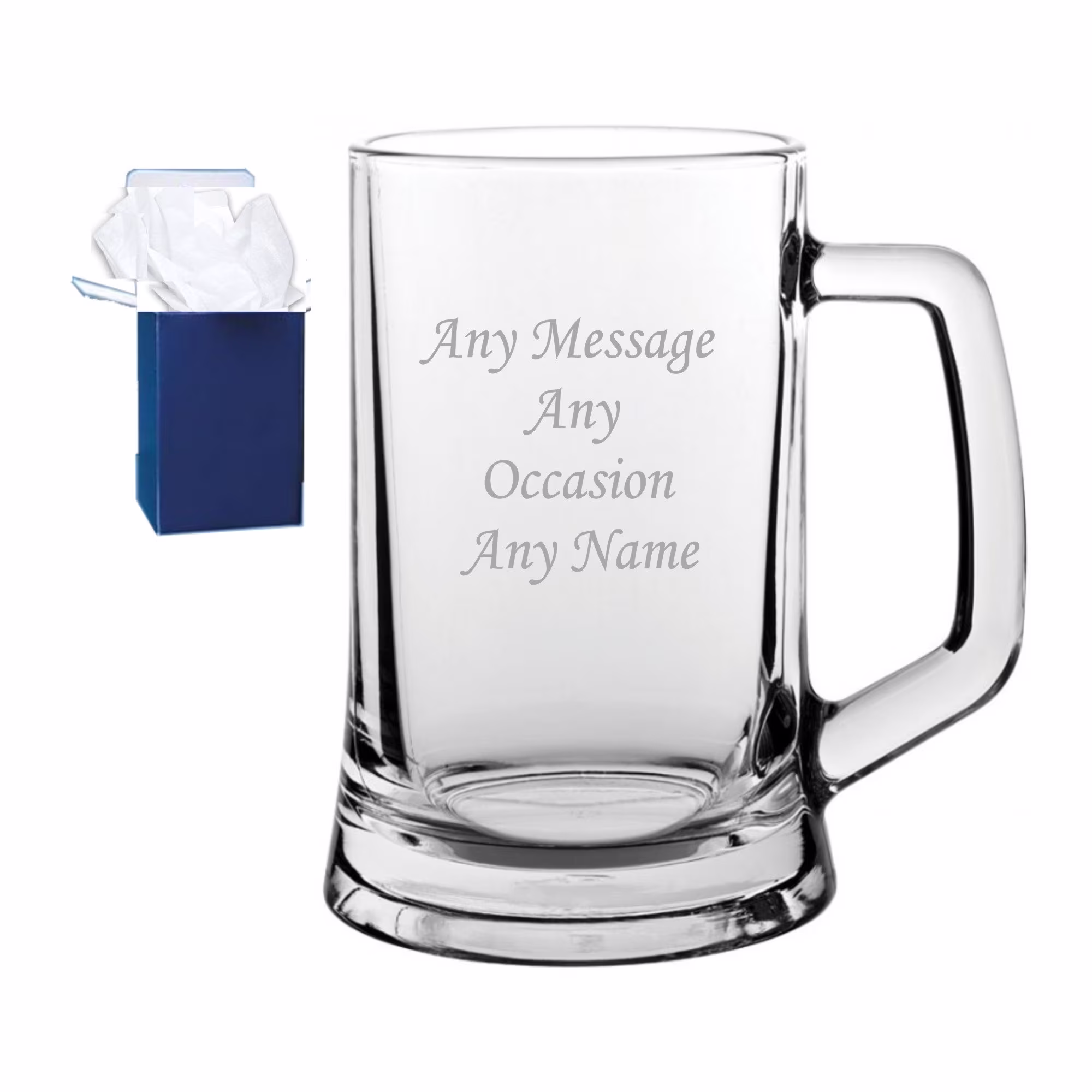 Personalized Engraved Beer Glass Tankard in A Paper Box With Any Text Gift Boxed 50Th, 40Th, 30Th