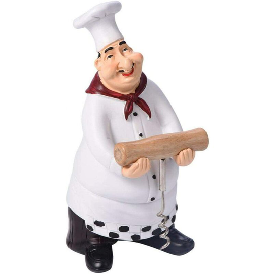 Bearsu - Cute Chef Statue Figurine Ornaments Resin Crafts Vintage Home Decor for Kitchen Restaurant(#E)