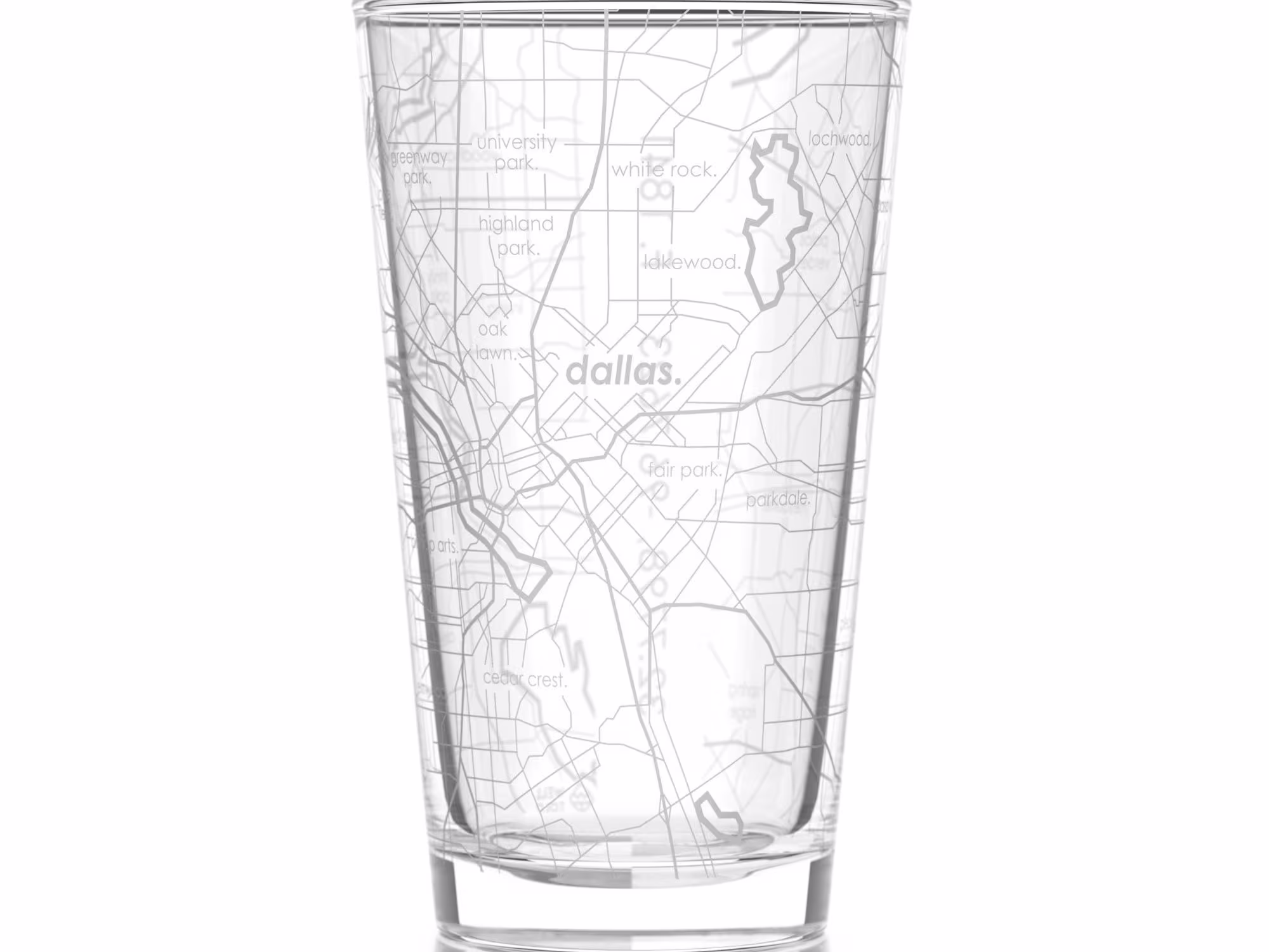 Dallas Map Pint Glass | Engraved Beer | 16Oz Etched Drinking Glasses Gifts For Him Birthday Gift Of