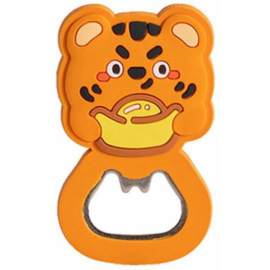 Cartoon beer bottle opener pvc multi-purpose magnetic refrigerator sticker bottle opener yellow