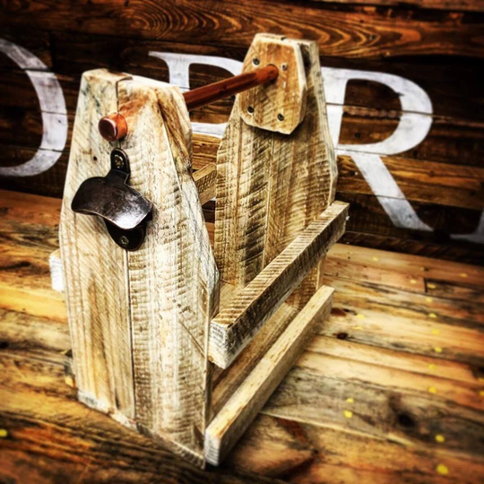 Rustic Handmade Beer Bottle Opener/Drinks Caddy
