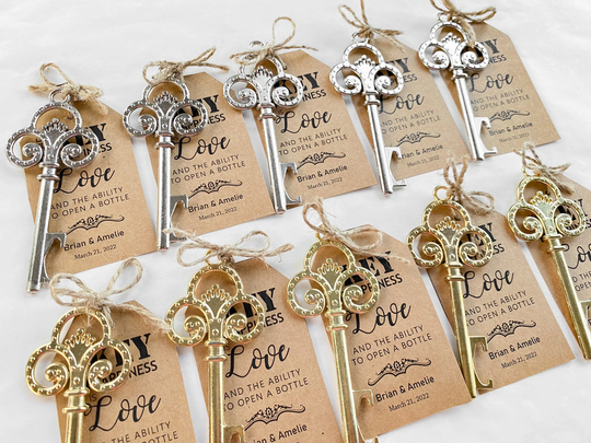 Personalized Key Bottle Opener Wedding Favors in Bulk , Rustic Gifts Bridal Shower Baby