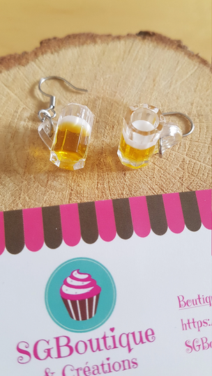 Beer, Mug, Uv Resin Earrings, Friends Party, Aperitif, Football Fun Gift