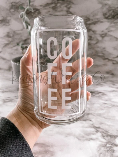 Coffee Glass Can// Beer 16 Oz Libby Bamboo Lid// Straw//
