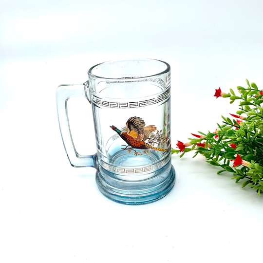 Vintage Princess House Pheasant Heavy Glass Beer Mug Fathers Day Gift Man Cave Decor My40Yearcollection