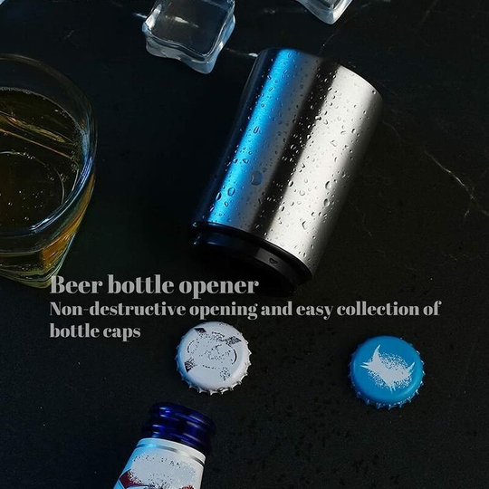 Automatic Beer Bottle Opener Magnetic Bottle Opener Stainless Steel Beer Bottle Opener Original Useful Man Gift (Silver)