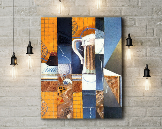 Modern Canvas Art Print Of Juan Gris Beer Glass & Cards