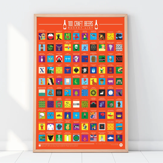 100 Craft Beers Bucket List - Unframed Graphic Art Print on Paper