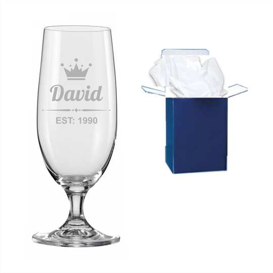 Personalised Engraved Stemmed Beer Glass | Cider Birthday Gifts For Her Him