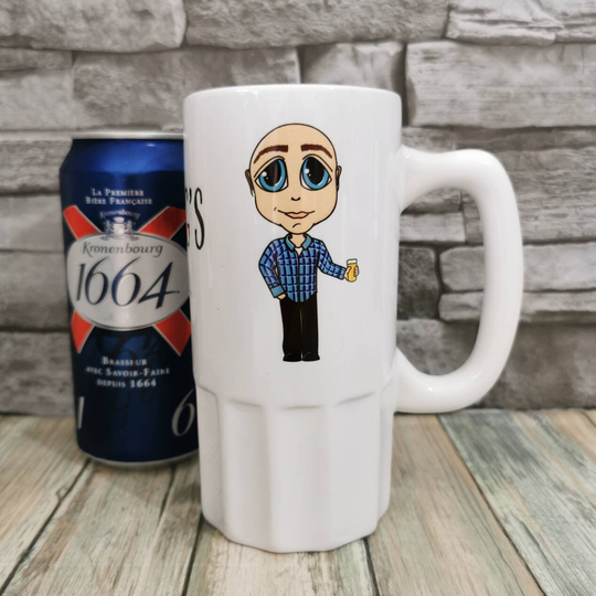 Personalised Caricature Pint Glass - Ceramic Stein