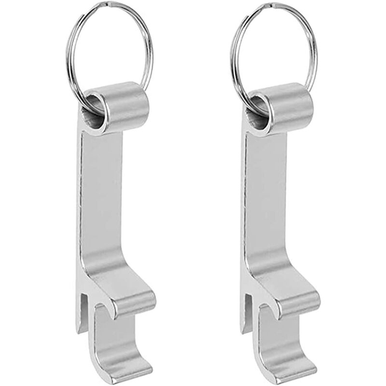 Set of 2 Bottle Opener Keychains, Beer Bottle Opener Claw Bar Small Ring Beverage Key Ring, Mini Shaped Bottle Openers Silver Key Ring, Beer Bottle