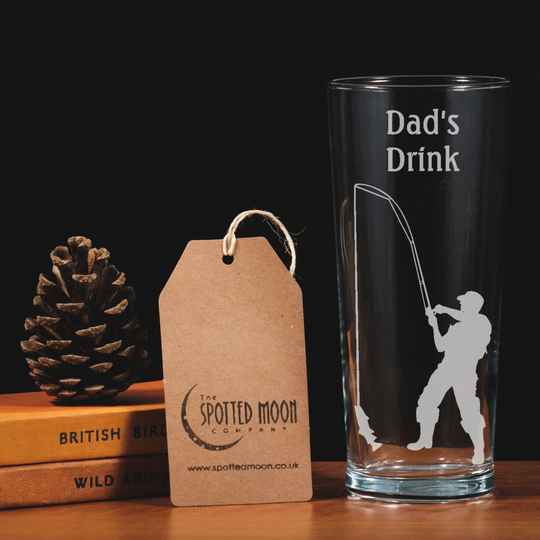 Fisherman Pint Glass, Fishing Gifts, Beer Glass For Fisherman, Personalised Engraved Father's Day Gift