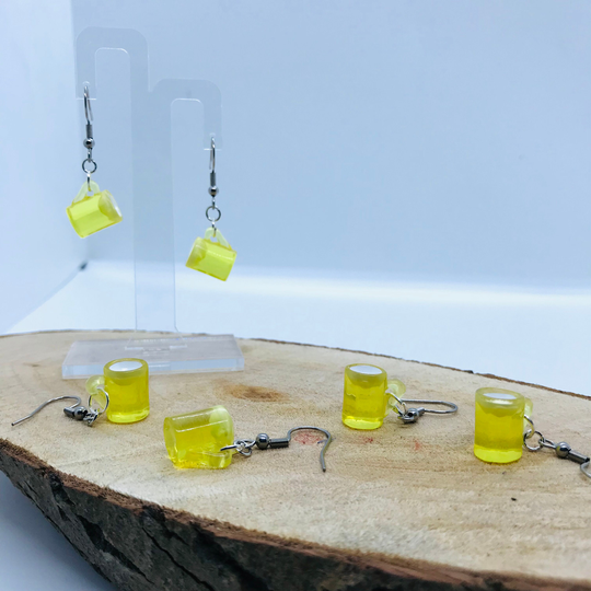 Beer Glass Drop Earrings/Novelty Jewellery Unusual Quirky Present Idea Gift Resin