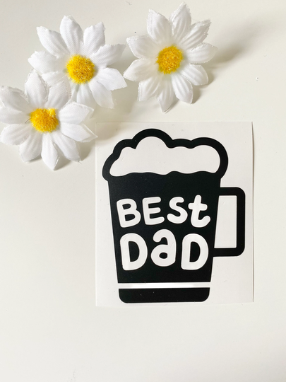 Father's Day Best Dad Beer Mug Vinyl Decal Sticker, Present Ideas, For Cups, Mugs, Glasses, Personalise, Gift Ideas, Happy Fathers Day