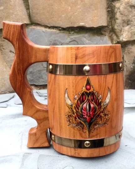 Wooden Beer Mug 0.6L | 20, 3 Us Fl Oz Groomsmen Gift Wedding Rustic Decorations Personalized Gifts For Best Friend Husband Dad