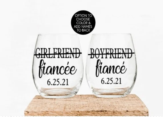 Engagement Gift For The Couple, Girlfriend Fiancee, Boyfriend Fiance Gifts, Personalized Gifts Wine Glass