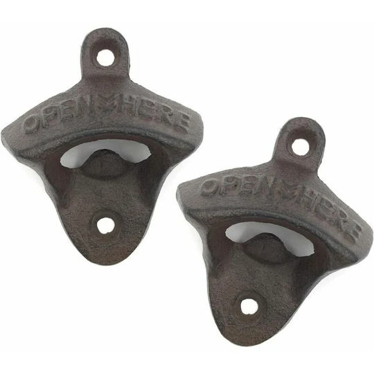 Wall Mount Bottle Opener, Set of 2 Cast Iron Vintage Style Beer Bottle Opener by