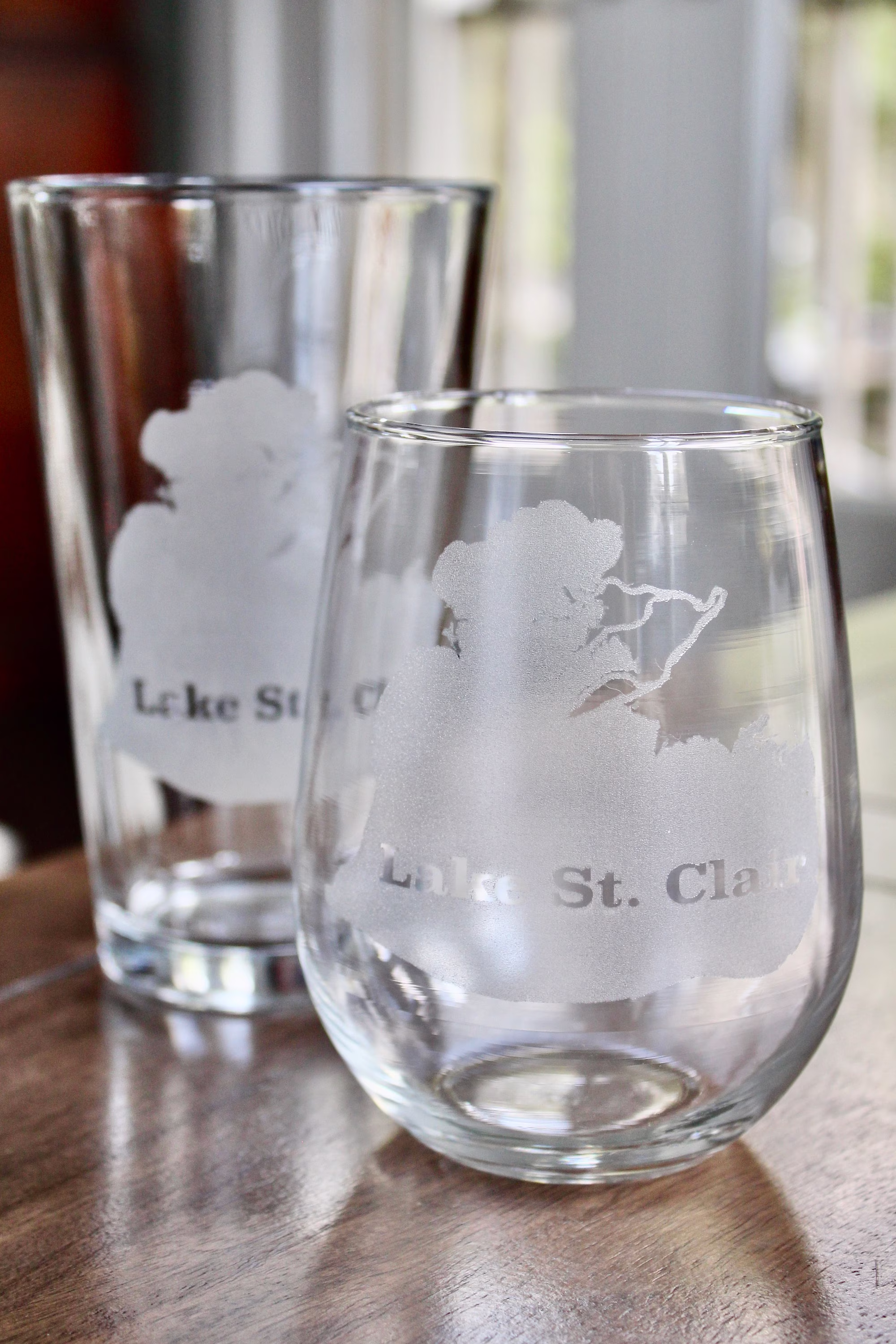 Lake St Clair Map Glasses - Saint Wine Glasses, Rocks Beer Glasses