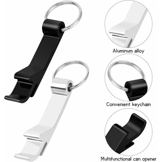 Mini Beer Bottle Opener Metal Bottle Silver & BlackSet of 2Opener Keychain Wonderful Party Life