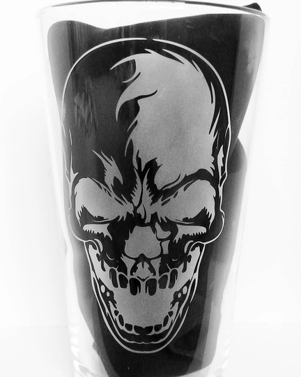 Engraved Glass With Skull Design, New, Gift, Choice Of Glasses