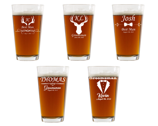 Personalized Beer Glass, Groomsmen Gift, Beer Custom Pint Glasses, Monogram Beer, Gifts, Wedding Gifts