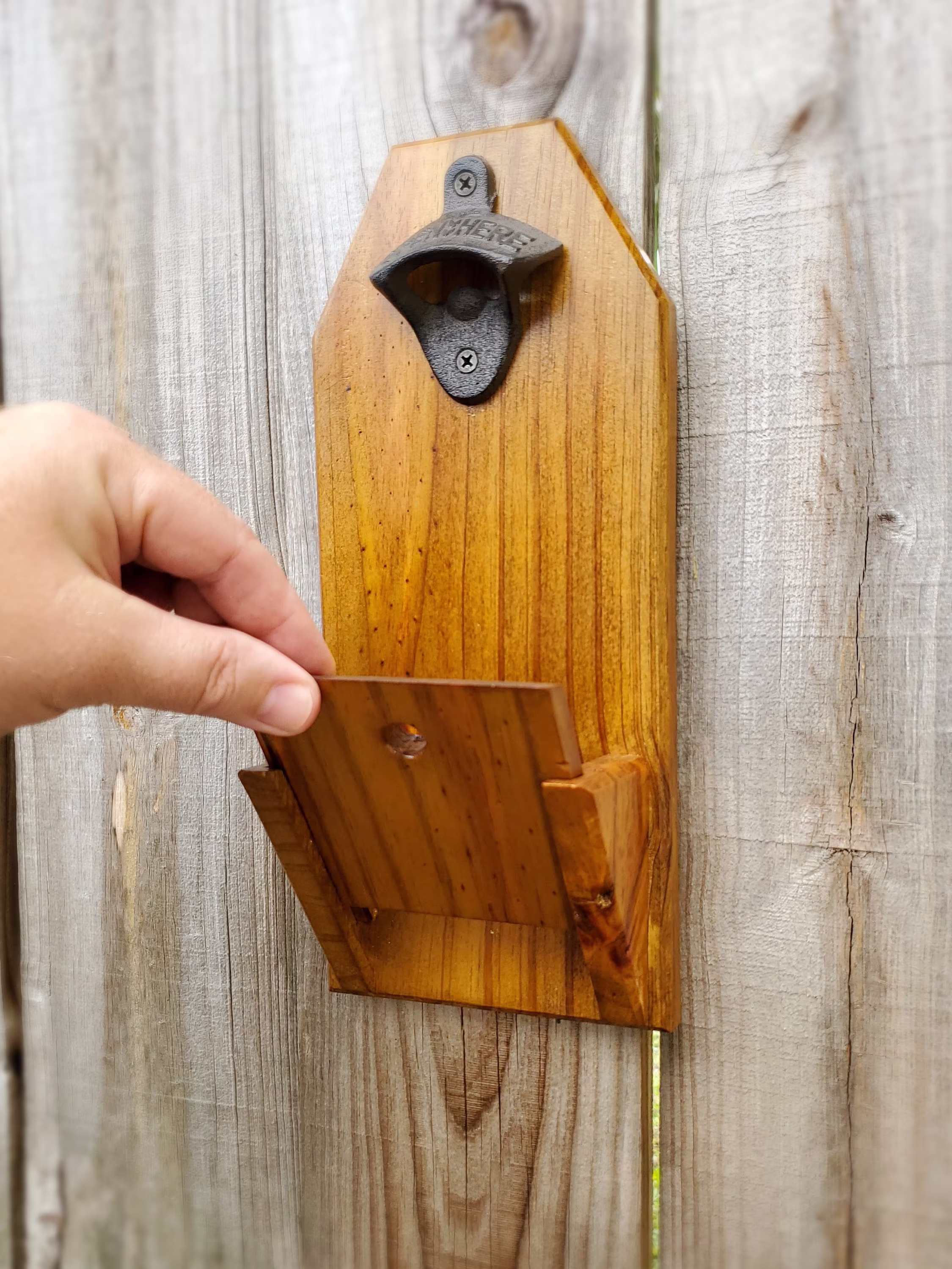 Easy Clean Beer Bottle Opener | Modern Rustic Style - Beveled Edges, Opener With Cap Catcher, Groomsman Gift, Gift For Him, Man Cave, Bar
