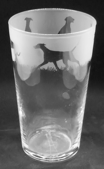57Cl Conical Pint Glass With Doberman Frieze Design