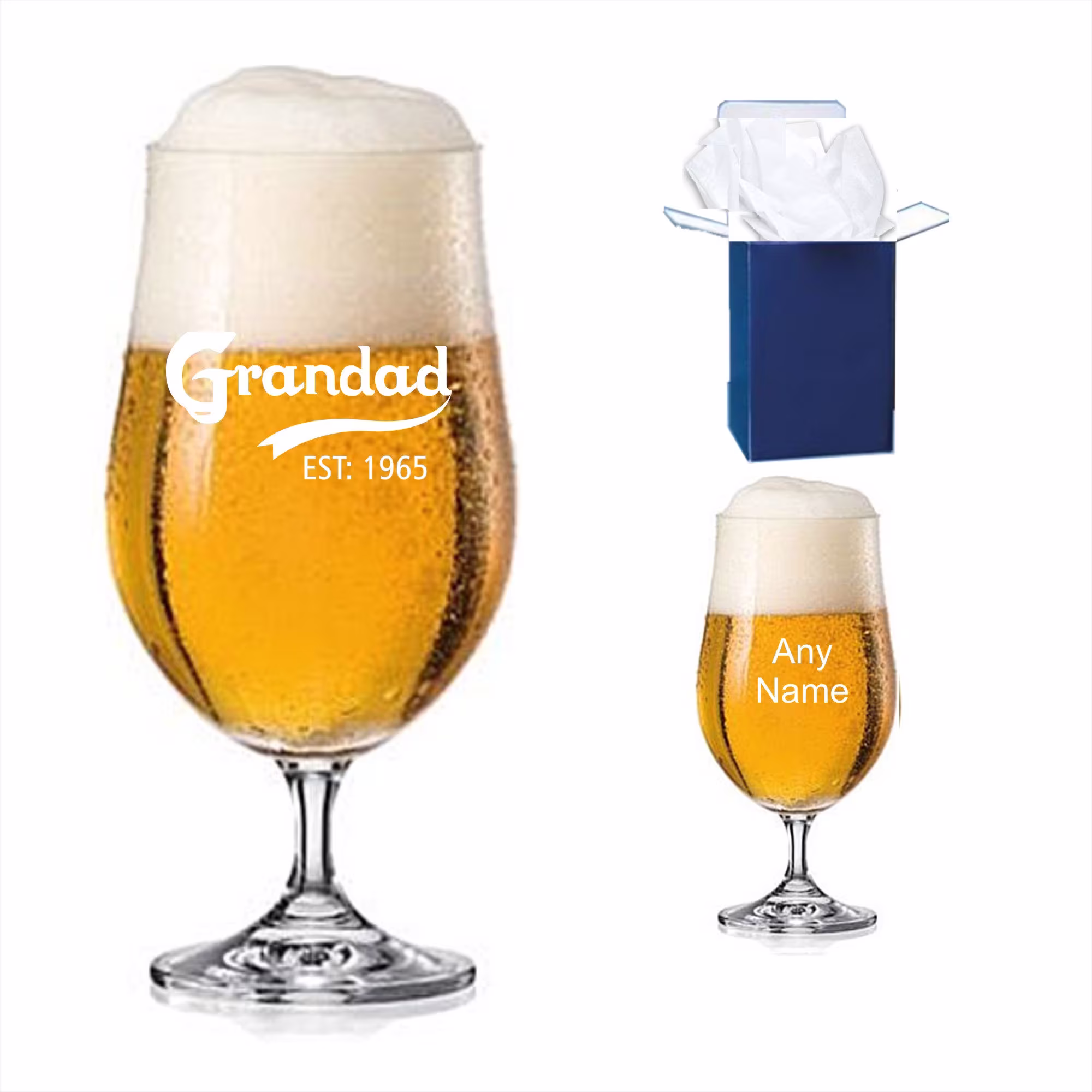 Personalised Beer Glass Engraved Stemmed | Gifts For Dad Ale Craft Customised Gift Idea Him Birthday