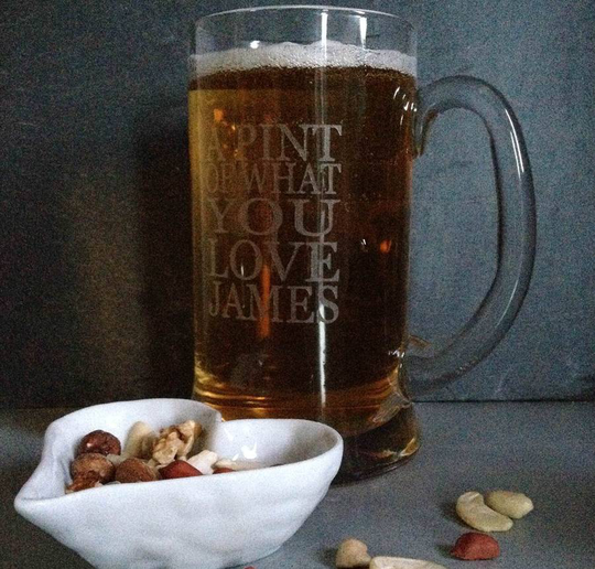 Personalised Glass Tankard 'A Pint Of What You Love'