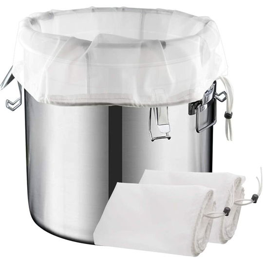 3 packs Brew Bags Reusable 26'x22' Drawstring Brew Bags 250 Micron Strainer Bag Straining Bags Reusable for Wine Brew in a Mesh Bag