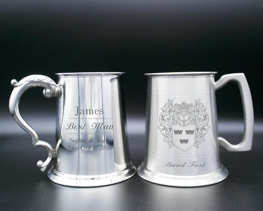 Personalised Coat Of Arms Gift Custom Engraved Tankard Customised Present Pewter Personalised
