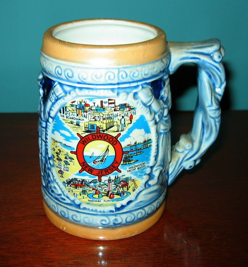 Ceramic German Beer Mug From Wildwood, Nj - 4 1/2