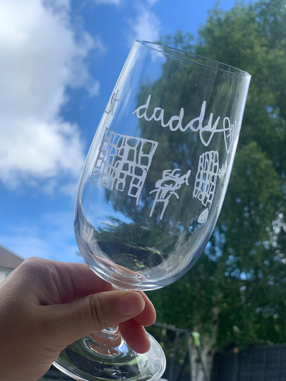 Personal Drawing Stemmed Beer Glass, Etched Glass With Any Or Message - Perfect Gift For Him