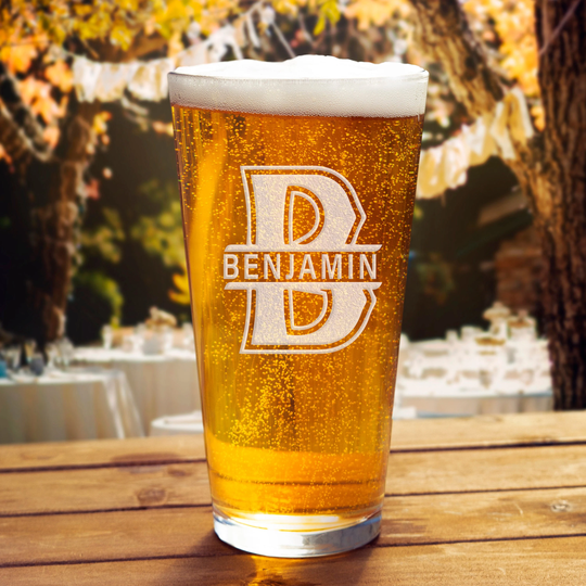 Personalized Beer Glasses, Gift For Him, Pint Glass, Custom Wedding Gift, Husband Boyfriend Monogram