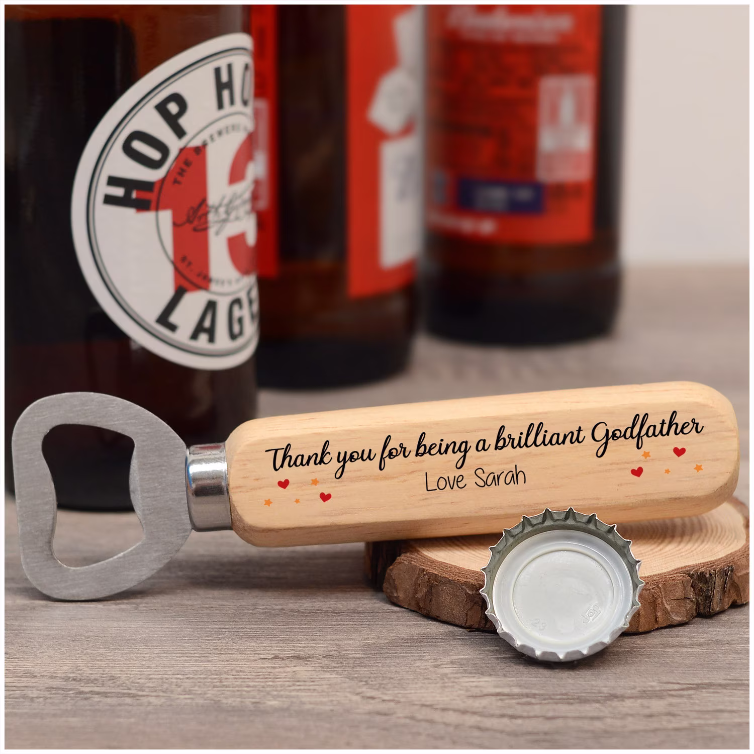Godfather Thank You Gifts - Personalised Bottle Opener For Daddy, Uncle, Grandad Birthday, Christmas, Fathers Day, Christening Gift