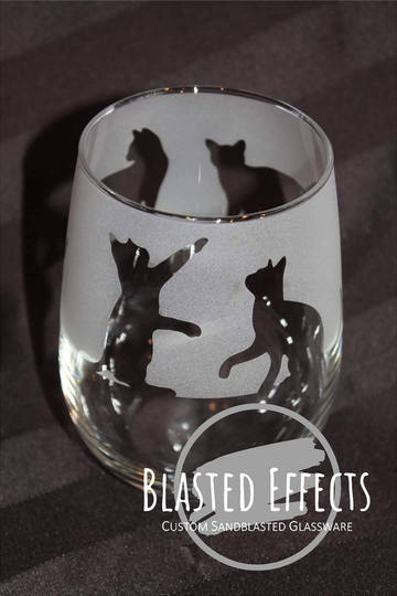 Cat Sandblasted Glassware