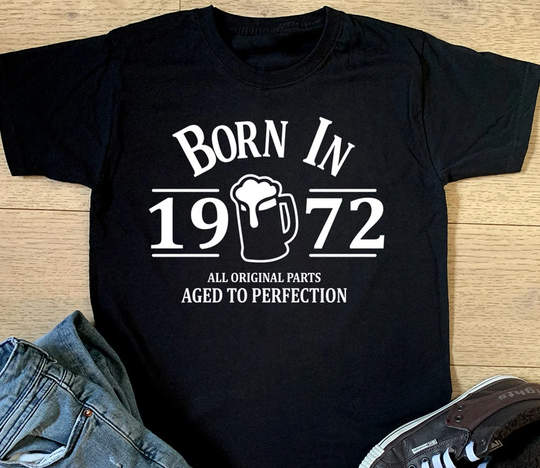 Born in 1972 T Shirt Beer Glass 50Th Birthday Funny Personalised Custom Print Printed Legend Son Boyfriend Brother Uncle Dad Gift Top