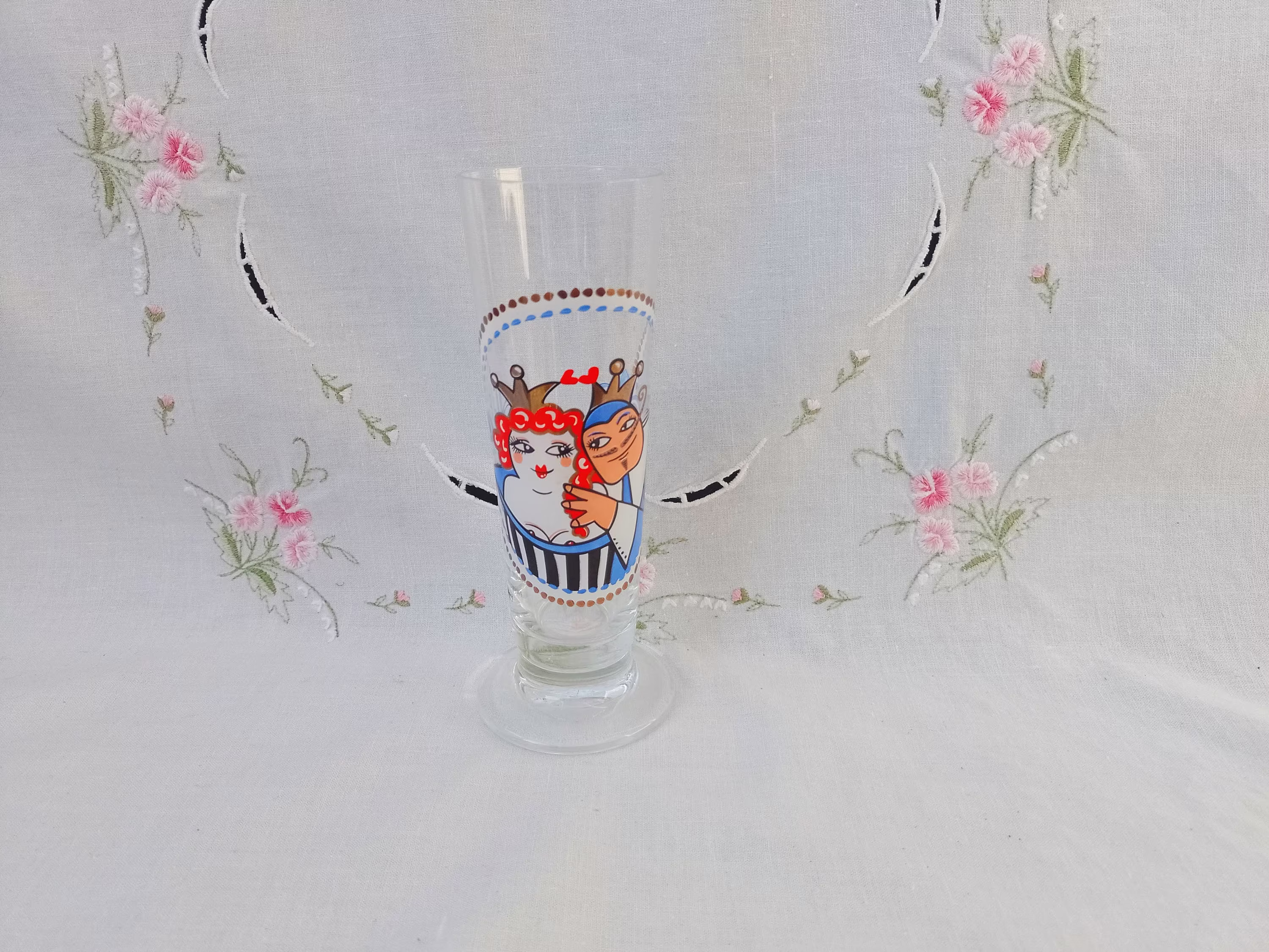 Sale Vintage 1990S Ritzenhoff Pilsner Beer Glass Designer Petra Peschkes King Queen Tumbler Beaker Barware Mancave Retro Homeware Gift