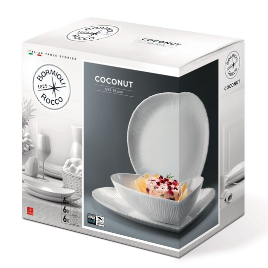 Urbnchef - Coconut Opal Glass 18pc Tableware Set [766115]