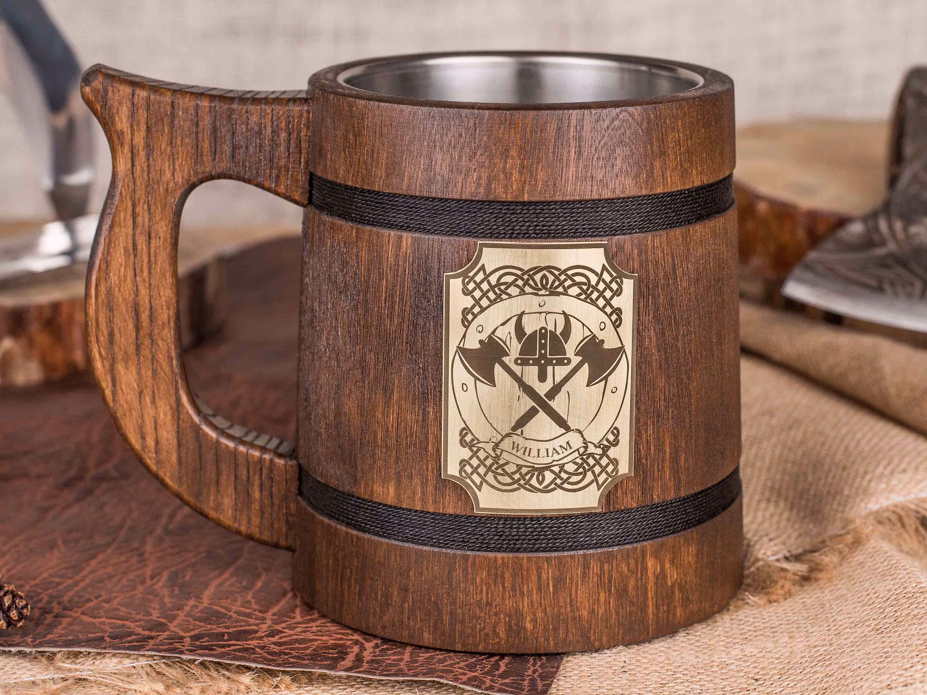 Viking Beer Mug, Engraved Compass Tankard, Stein, Nordic Ornaments, Dad Gifts, Father's Day Gift, Viking Gifts For Husband