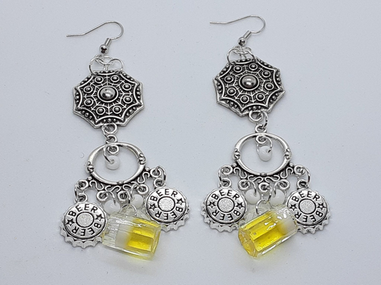 Beer Chandelier Statement Earrings Craft Game Day Octoberfest Super Bowl Football
