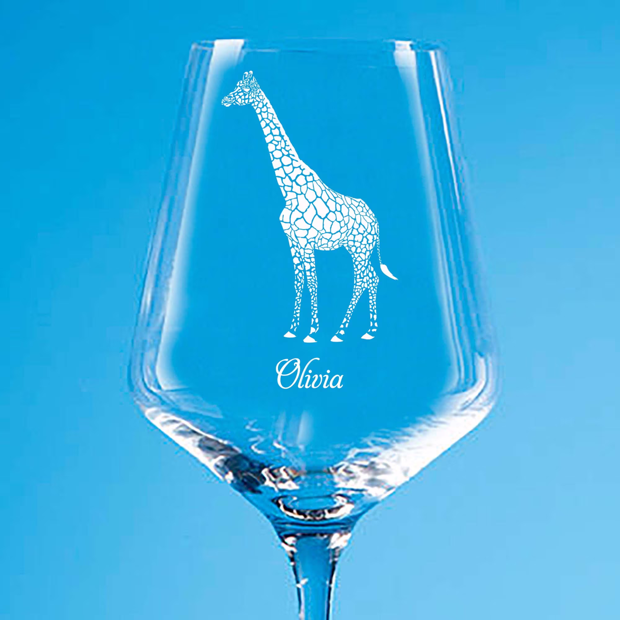 Personalised Giraffe Wine Glass, Gin Glass Gift, Whisky Tumbler, Engraved Pint Beer Highball