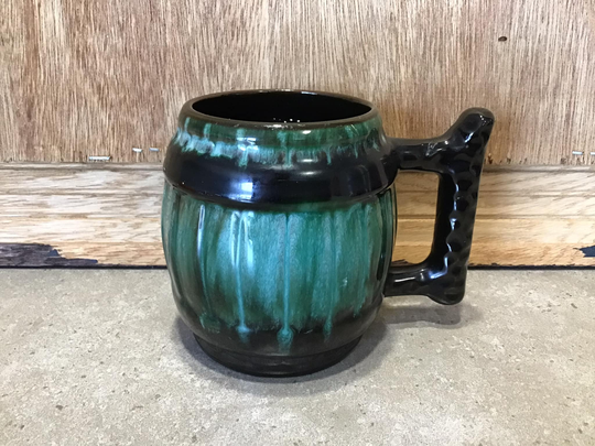 Blue Mountain Pottery Mug, Beer Barrel Coffee Retro Pottery, Glazed, Vintage Made in Canada