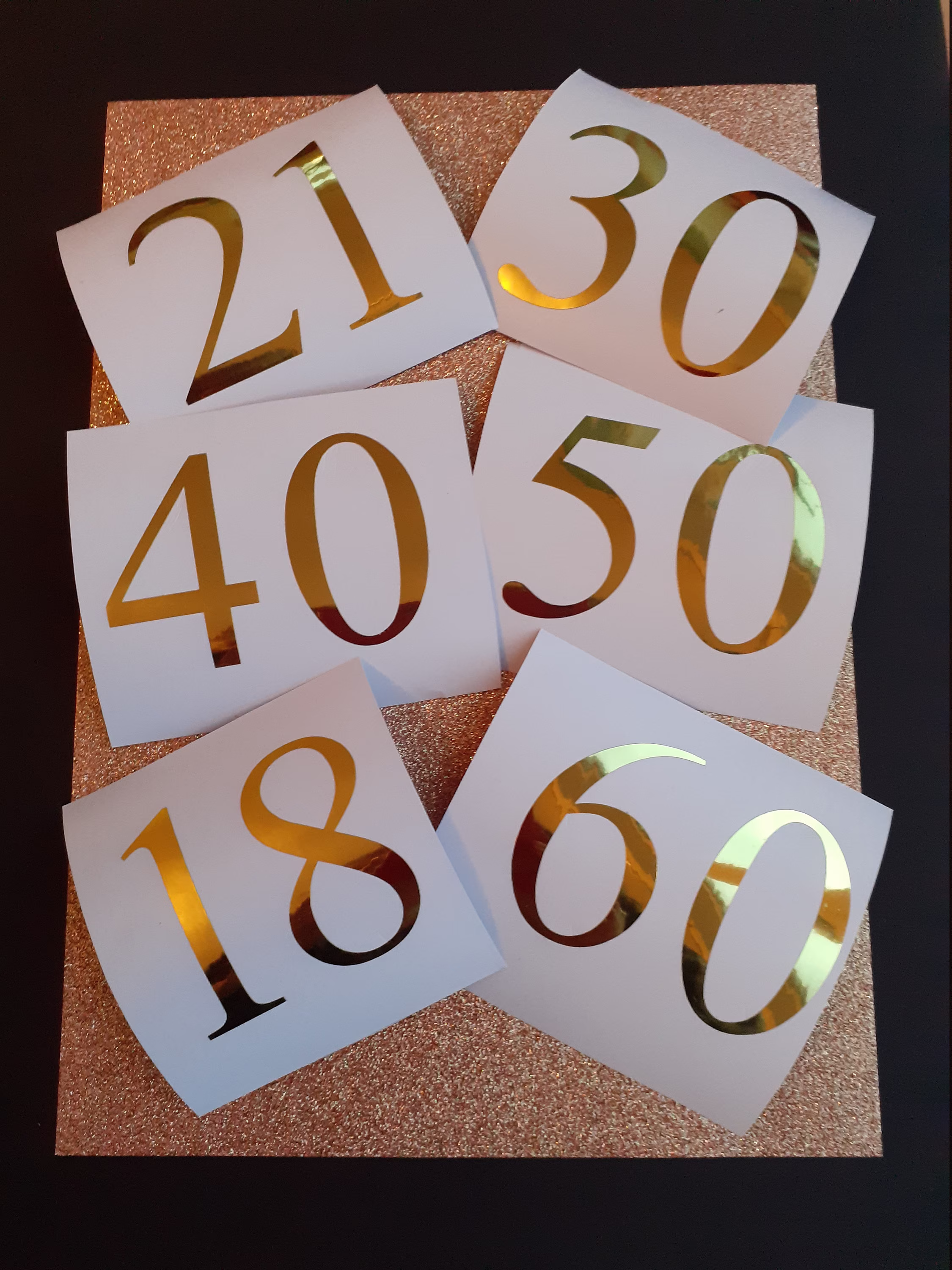 18Th 21St 30Th 40Th 50Th 70Th Vinyl Birthday Number Age Related Stickers /Decals Ideal, Cards, Balloons, Boxes. Bags
