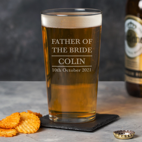 Personalised Pint Glass For Father Of The Bride Wedding Favours Thank You Gifts Ideas Tokens Presents Ideal