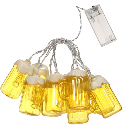 6.5FT 10LED Christmas Beer Mug String Lights Decorative Fairy Lights led Hanging Lights Always On Light Mode for Festivals Easter Carnival Parties,2m