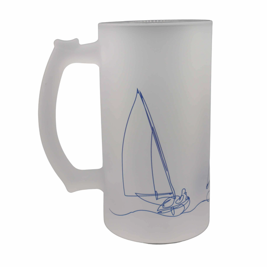 Regatta Beer Stein | Sailing Glass Gift Ale Freezer Handled