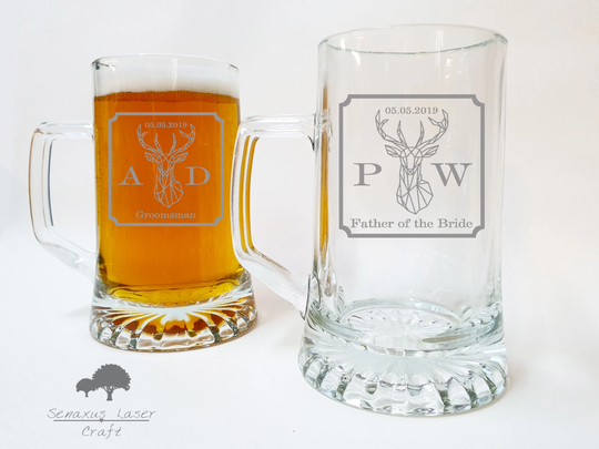 Pint Tankard, Etched Glass, Groomsman Gifts, Personalised Custom Glasses, Engraved Tankard .51Ltr