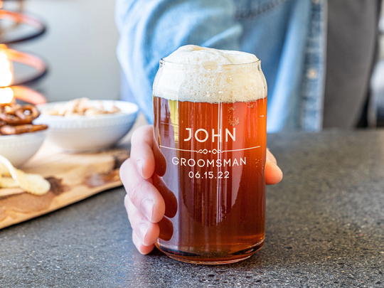 Groomsman Beer Can Glass, Personalized Gift, Proposal, Best Man Proposal