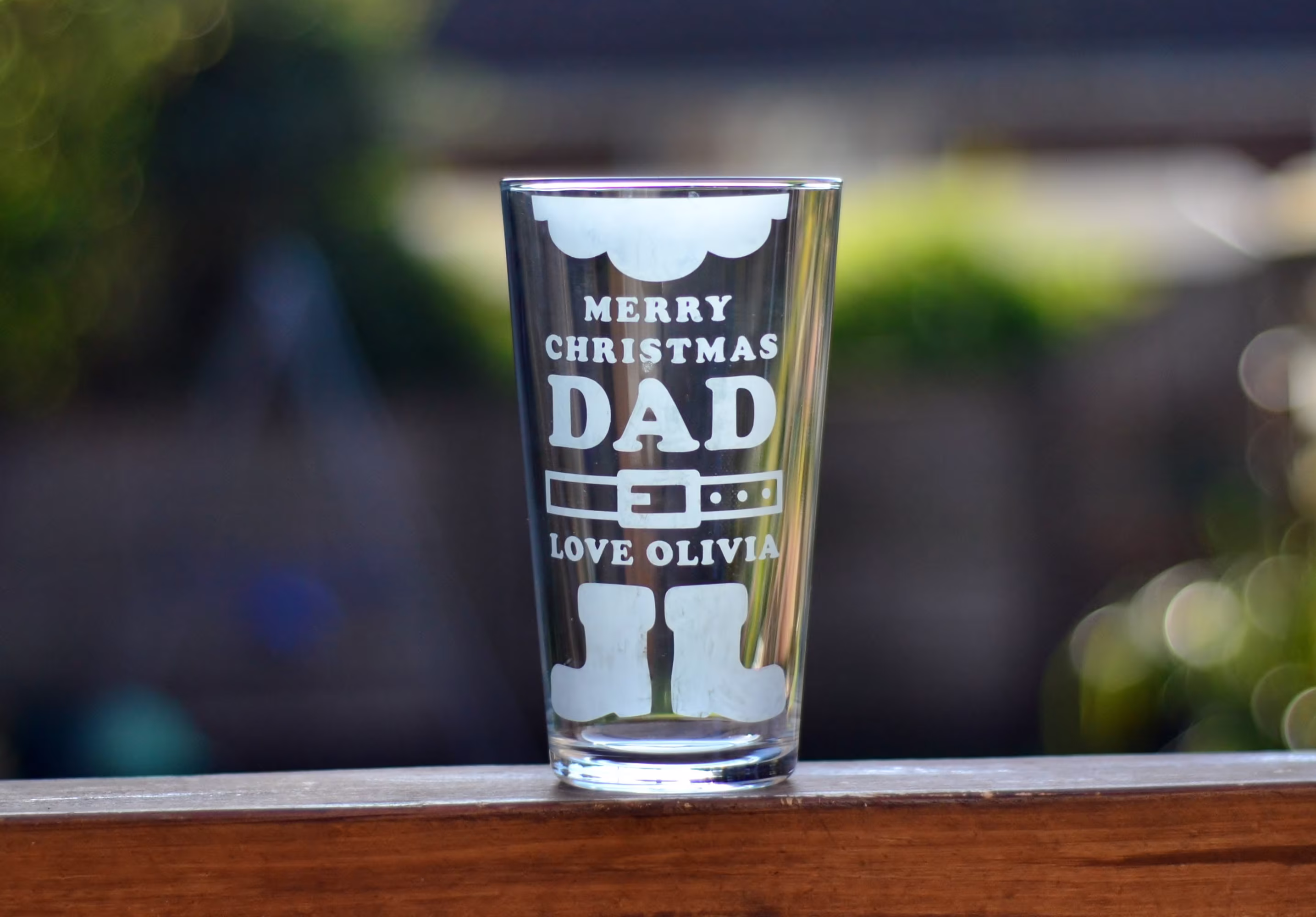 Personalised Santa Glass Dad's Pint Christmas Beer